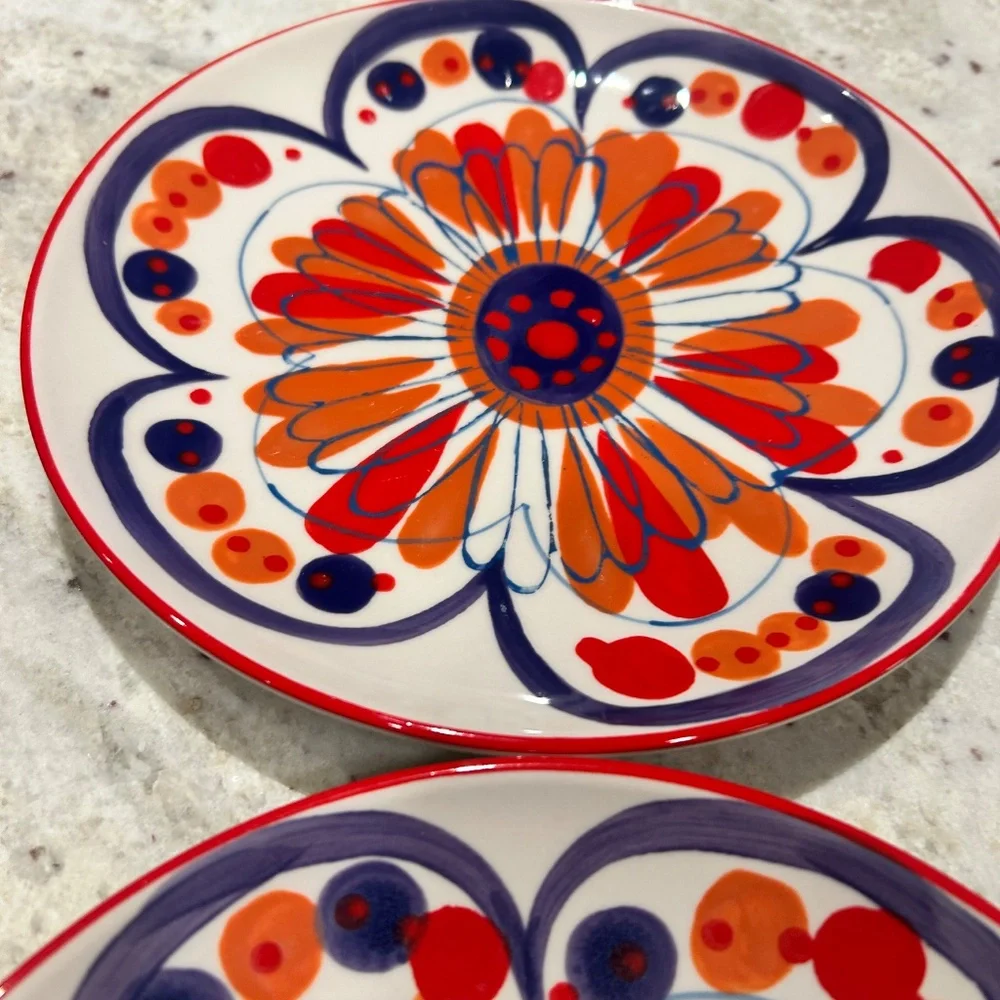 4 Crate and Barrel colorful plates